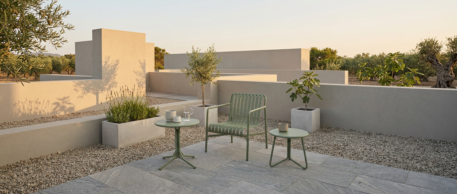 Lux stacking chair – Sage · the approved lifestyle scene recomposed at 21:9