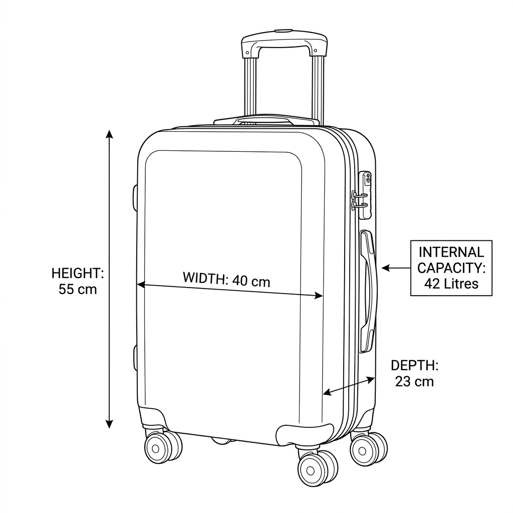 Carry-on 22 inch – Black · dimension drawing